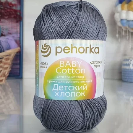 Пряжа Пехорская ПТ "Детский хлопок" 100% мерсеризованный хлопок 1 x 100 г 330 м ± 6 м №393 св.моренго PEH-DHL-393
