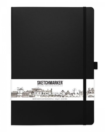 Блокнот для зарисовок SKETCHMARKER 140 г/м2 21 x 30 см 80 л, твердая обложка, Черный MP2314005SM