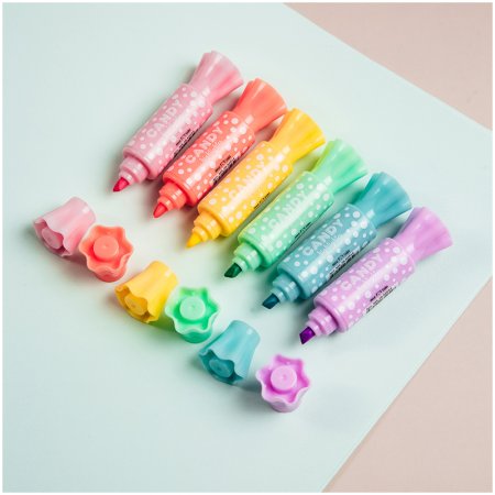 Текстовыделитель двусторонний MESHU "Candy" мини, 2/4 мм, пулевидный/скошенный, ассорти RE-MS_HL50554