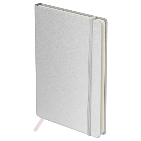 Ежедневник недатированный A5 136л. BG "Glitter. White" твердый переплет, диз. картон, на резинке, карман, белый RE-DuA5_61212
