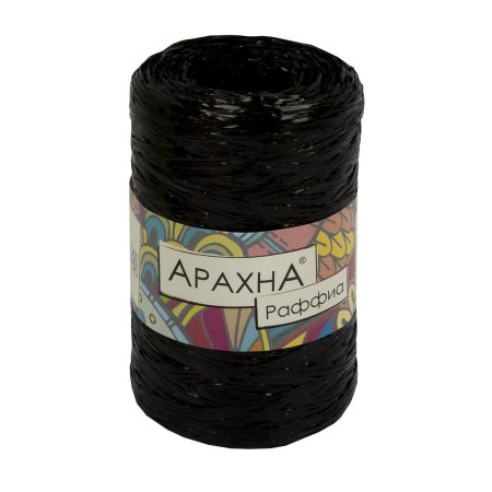 Пряжа ARACHNA Raffia 100% полипропилен 1 x 50 г 200 ± 12 м №02 черный ARA-RAF-02