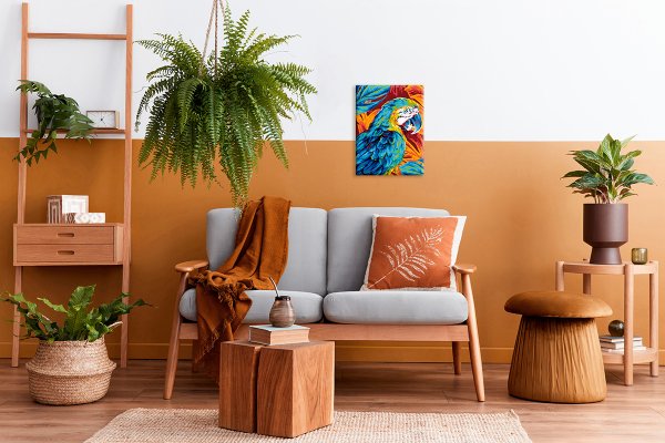 Набор для раскрашивания по номерам (холст на подрамнике) ФРЕЯ 40 х 30 см "Разноцветный попугай" PNB/PM-397