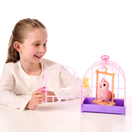 Игрушка интерактивная Moose "Попугайчик Корелла в клетке" розовый UT-26692