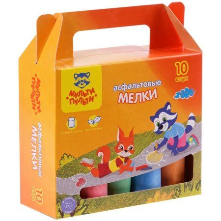 Мелки цветные для асфальта Мульти-Пульти 10 шт 5 цв круглые RE-АМ_31723