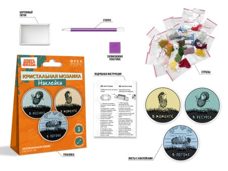 Кристальная (алмазная) мозаика ФРЕЯ наклейки "Осознанный ёжик" 8.5 х 8.5 см CMF-ALVN-309