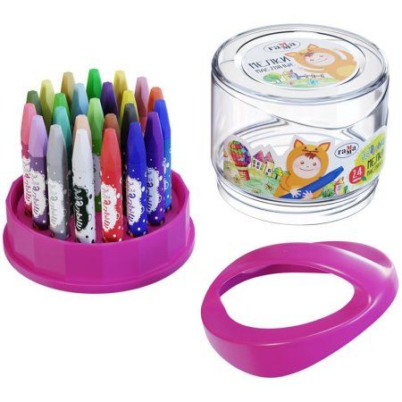 Мелки масляные ГАММА "Малыш" 24 цв шестигранные в пластиковом стакане-подставке RE-051218_02