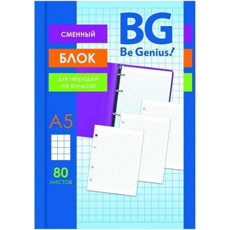 Сменный блок 80л. A5 BG, белый, пленка т/у, с вкладышем RE-СБ5ту80_7202