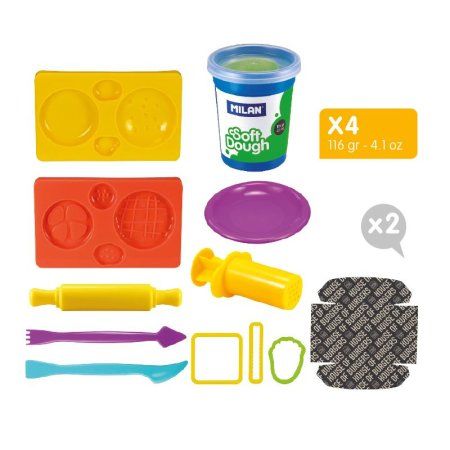 Набор массы для лепки MILAN Soft Dough House of Burgers 4 цв x 116 г + аксессуары ML-913304HB Набор массы для лепки MILAN Soft Dough House of Burgers 4 цв x 116 г + аксессуары ML-913304HB