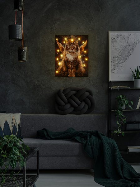 Набор для раскрашивания по номерам (со светодиодами) ФРЕЯ 50 х 40 см "Королевский кот" PNB/PLDD-358