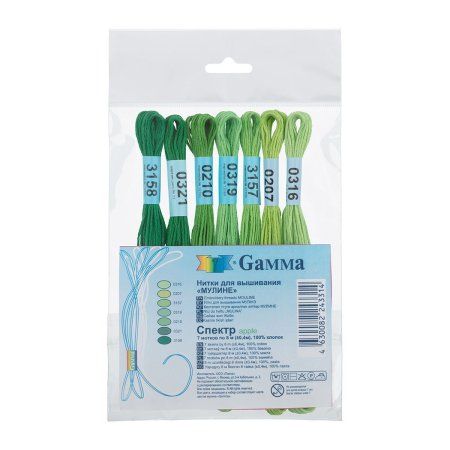Набор мулине GAMMA "Спектр" 100% хлопок 7 x 8 м Apple MGS-331