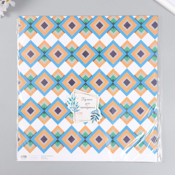 Бумага для скрапбукинга двусторонняя 5 л 30.5 x 32 см 180 г/м2 "Ромбы" SIM-7986330