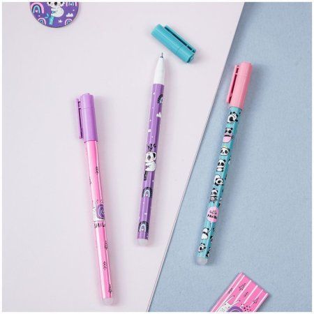 Ручка гелевая стираемая MESHU "Panda Team" синяя, 0.5 мм, корпус ассорти RE-MS_65961