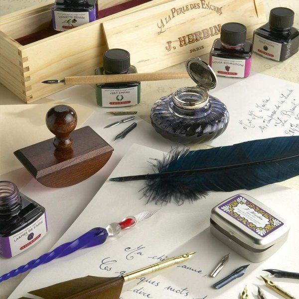 Перо гусиное каллиграфическое J. Herbin c держателем, Бордовое RH-23226ST