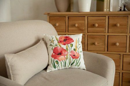 Набор для вышивания PANNA Подушка. Алые маки 35 х 35 см PD-7337