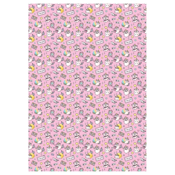 Упаковочная бумага глянцевая MESHU "Unicorn" 1л. 70 x 100 см 80 г/м2, ассорти, 1 шт RE-MS_62805