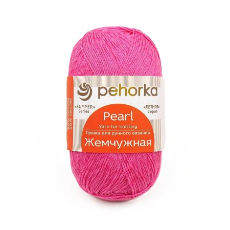 Пряжа Пехорская ПТ "Жемчужная" 50% хлопок, 50% вискоза 1 х 100 г 425 м №439 малиновый PEH-JEM-439