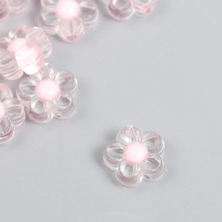 Бусины пластик "Цветок с розовой серединкой" глянец 20 г 0.6 x 1.2 x 1.2 см SIM-7674711