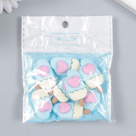 Декор для творчества пластик "Эскимо с сердечком" 3 x 1.5 см SIM-7985121