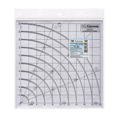 Линейка для пэчворка GAMMA пластик 22 x 22 см в пакете RL-006