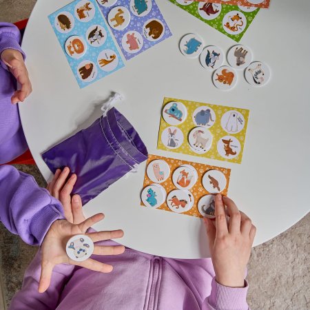 Лото с пластиковыми фишками "Животные" 6 карточек, 36 фишек, 3+ KOR-04521