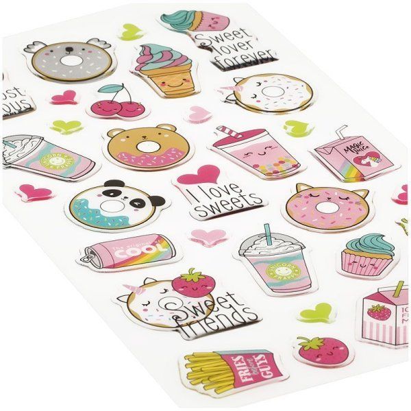 Наклейки гелевые MESHU "Cute sweets" 10 x 22 см, 31 накл, инд. уп., европодвес RE-MS_42772