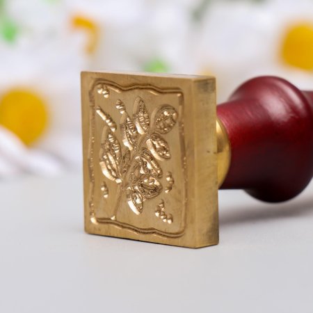 Печать для сургуча с деревянной ручкой "Веточка с листьями" 9 х 2.5 х 2.5 см SIM-5278920