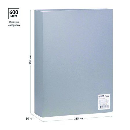 Папка с 80 вкладышами A4 OfficeSpace 30 мм, 600 мкм, серая RE-F80L4_297