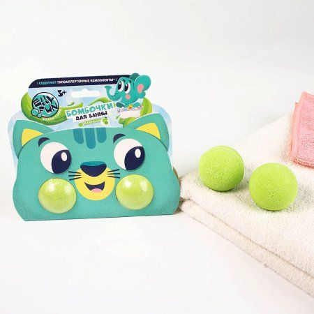 Бомбочка для ванны ELLYFUN Зверюшки. Котенок, обечайка. Тон Зеленый AS-EF014 Бомбочка для ванны ELLYFUN Зверюшки. Котенок, обечайка. Тон Зеленый AS-EF014