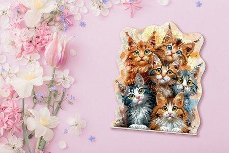 Пазл фигурный деревянный ФРЕЯ "Любознательные котята" 158 элемент PZLF-011