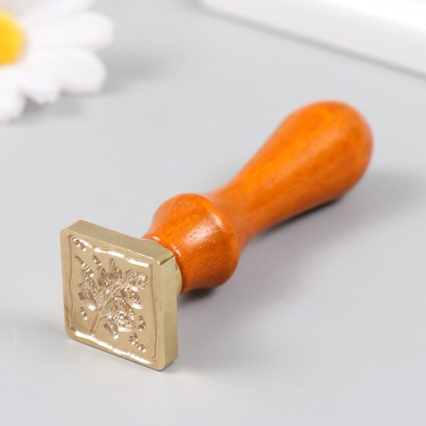 Печать для сургуча с деревянной ручкой "Веточка с листьями" 9 х 2.5 х 2.5 см SIM-5278920