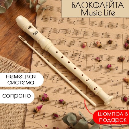 Музыкальный инструмент Блокфлейта Music Life 8 отверстий, немецкая система, сопрано SIM-4417173 Музыкальный инструмент Блокфлейта Music Life 8 отверстий, немецкая система, сопрано SIM-4417173