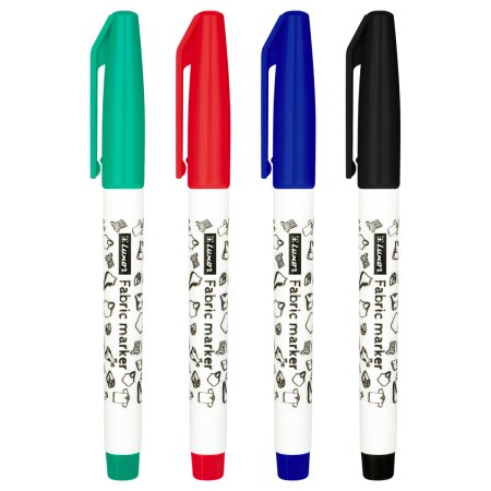 Набор маркеров для ткани Luxor "Fabric" пулевидный 4 цв, 1-2 мм, блистер RE-33300/4_BC