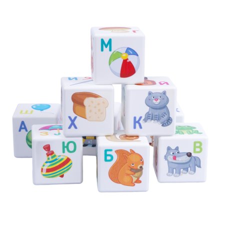 Кубики пластмассовые "Кубики для умников. Азбука" 12 шт KOR-00712