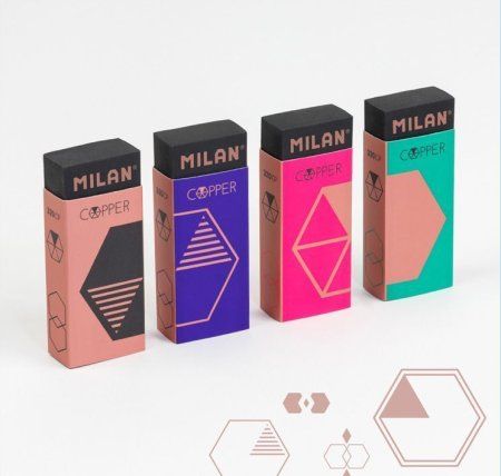 Ластик прямоугольный MILAN "320" Copper 61 x 23 x 12 мм, карт.держатель, ассорти ML-CPM320CP