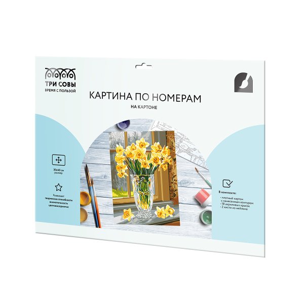 Картина по номерам на картоне ТРИ СОВЫ "Нарциссы" 30 x 40 см с акриловыми красками и кистями RE-КК3040_57379