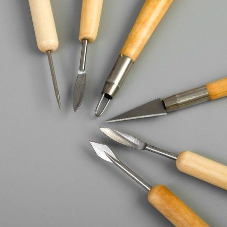 Инструменты для творчества (набор 6 шт) 17 см дерево, металл 2291559
