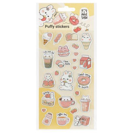 Наклейки объемные MESHU "Sweet mood" 10 x 23 см, с блестками, пакет европодвес RE-MS_57653