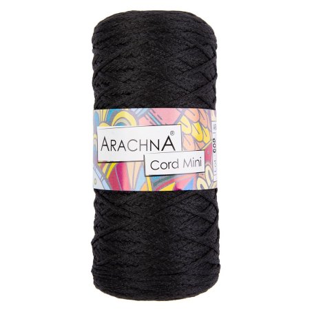 Пряжа ARACHNA Cord Mini 100% полиэфир 1 x 75 ± 10 г 200 ± 10 м №02 черный ARA-COR-M-02