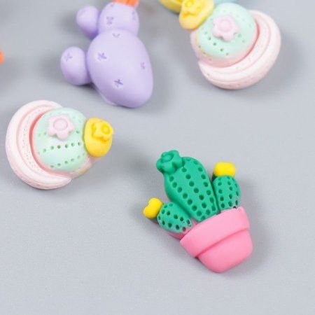 Декор для творчества пластик "Кактус в горшке" МИКС 2 x 1 см SIM-7985145