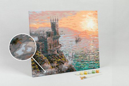 Набор для раскрашивания по номерам (холст на подрамнике) ФРЕЯ 50 х 40 см "Ласточкино гнездо. Утро" PNB/R1 №144