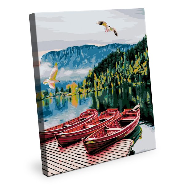 Набор для раскрашивания по номерам (холст на подрамнике) ФРЕЯ 50 х 40 см "Причал на озере" PNB/PL-385