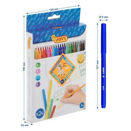 Фломастеры JOVI 24 цв смываемые, картон, европодвес RE-1624