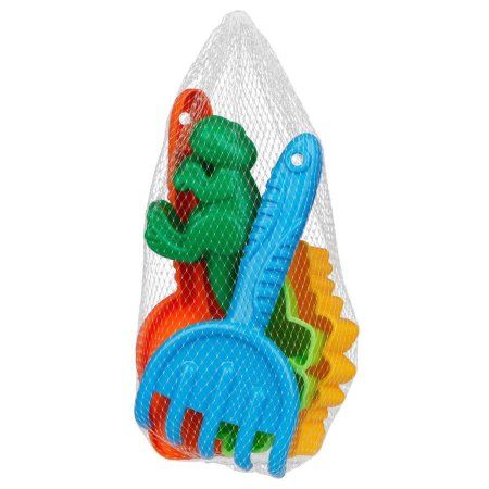 Набор для песка ТРИ СОВЫ "Динозавры" 5 предметов (совок, грабли, 3 формочки) RE-ПИО_004