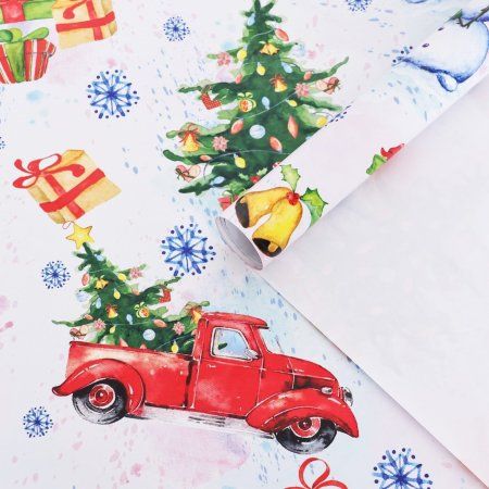 Бумага упаковочная глянцевая 70 х 100 см "С Новым годом! " SIM-9842382