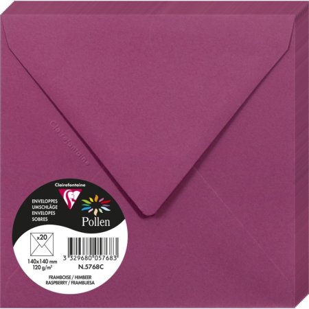 Конверт CLAIREFONTAINE Pollen 140 x 140 мм 120 г/м2 1 шт, малиновый RH-5768C