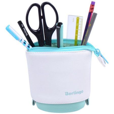 Пенал-стакан 1 отделение Berlingo "Mint case" 175 x 75 мм, вельвет, экокожа RE-PM09068