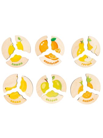 Деревянный пазл Десятое королевство "Фрукты" 6 элементов KOR-04551