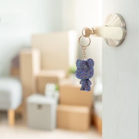 Кристальная (алмазная) мозаика ФРЕЯ брелок "Фиолетовый мишка" 5.5 х 6.5 см ALVF-005