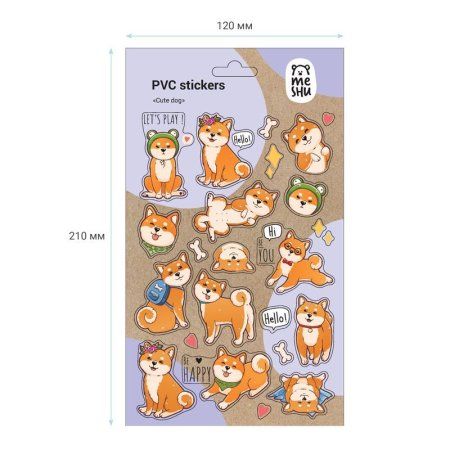 Наклейки ПВХ MESHU "Сute dog" 10 x 21 см, 22 накл, инд. уп., европодвес RE-MS_43583
