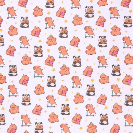 Бумага упаковочная крафтовая 70 х 100 см "Капибары" SIM-10889849